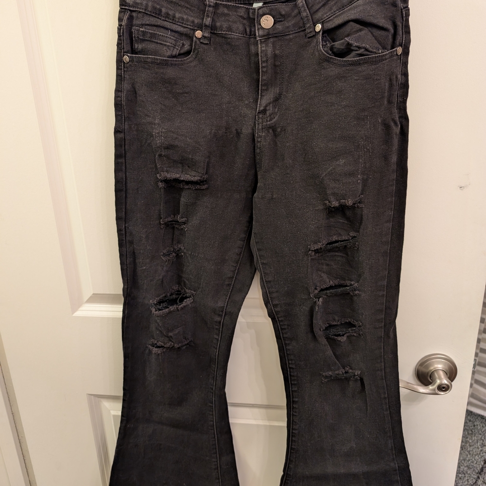 Distressed Black Women Jeans